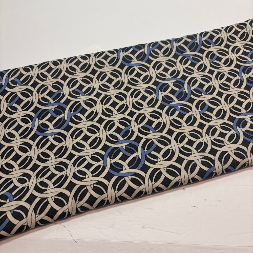 Polyester Charmeuse Chain Link Navy/Black Blue Ivory Fabric 58" 5.25 Yards Satin